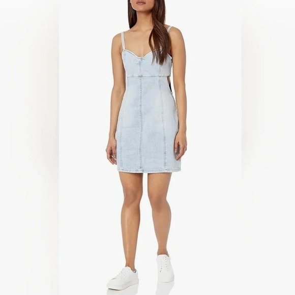 BLANKNYC Women's Mini Denim Dress with Cut Out Detail Sz Large Festival Bohemian - Picture 1 of 9